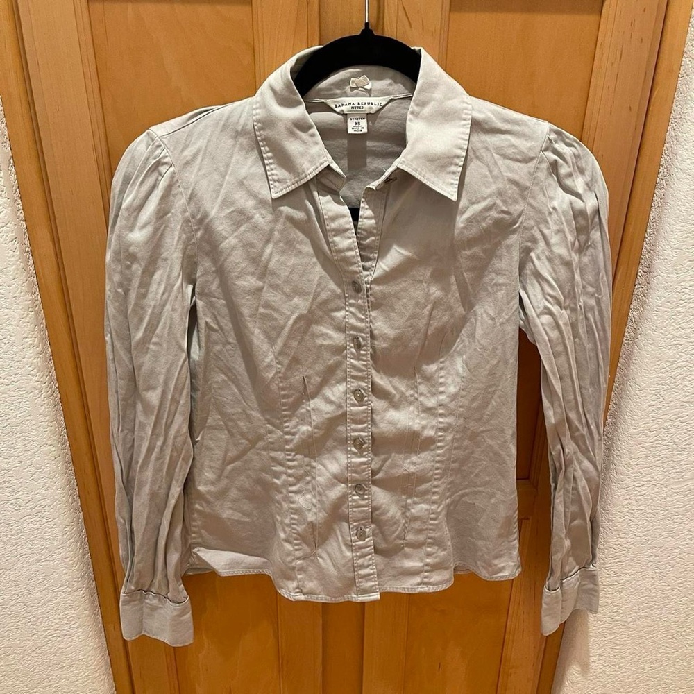 Women’s Banana Republic Gray Button Up Long Sleeve Shirt Y2K Size XS